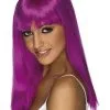 Neon Paarse Lange Glamourama Pruik