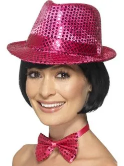 Sequin Trilby Hoed Roze Unisex