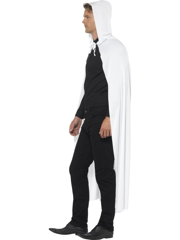 Lange Witte Cape Met Hoody 191cm - Afbeelding 2