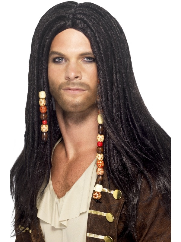 Zwarte Piratenpruik Met Dreadlocks En Kralen