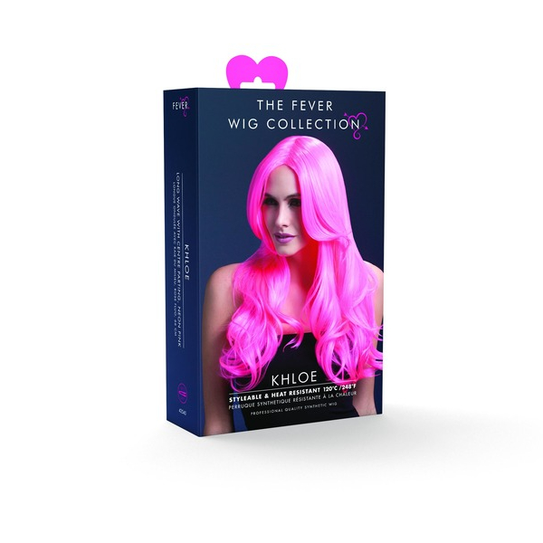 Fever Khloe Pruik Neon Roze - Afbeelding 2