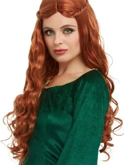 Medieval Princess Pruik Kastanjebruin