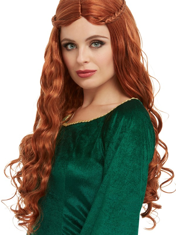 Medieval Princess Pruik Kastanjebruin