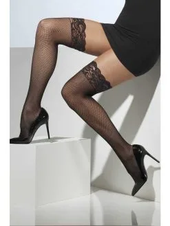 Zwarte Fishnet Hold-Ups Met Kant
