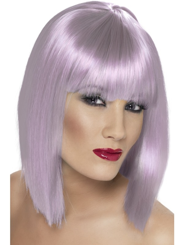 Neon Lila Glam Pruik Kort