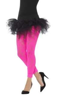 80s Lace Legging Neon Roze