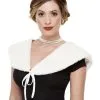 Deluxe 20s Faux Fur Stole, Wit