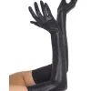 Zwarte Lange Wet Look Handschoenen