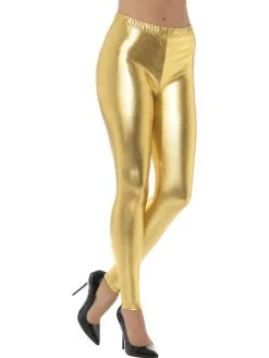 80s Metallic Disco Legging Goud
