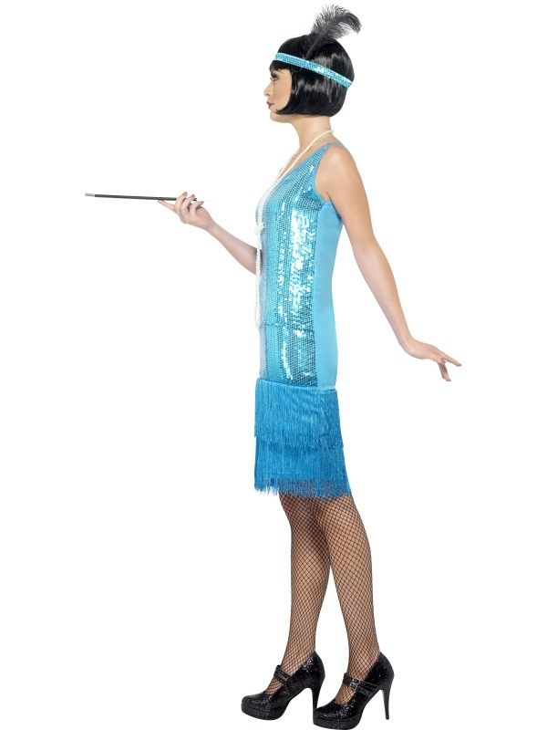 Blauw Funtime Flapper 1920's Kostuum - Afbeelding 2