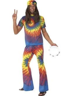 1960's Tie Dye Hippie Heren Verkleedkostuum